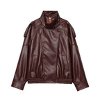 Jaqueta Bomber Oversized Couro PU Texturizado