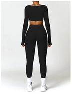 Long Sleeve Top + Leggings/Short — QuickDry Workout Set with Sculpting Fit