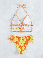 Halter Floral Print High Waist Bikini Set