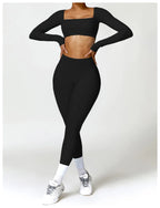 Long Sleeve Top + Leggings/Short — QuickDry Workout Set with Sculpting Fit