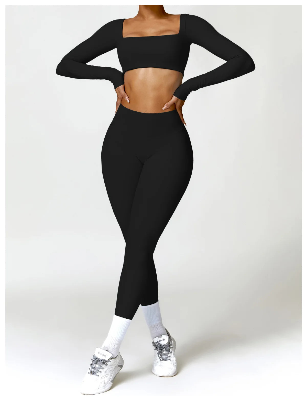 Long Sleeve Top + Leggings/Short — QuickDry Workout Set with Sculpting Fit