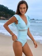 Ruffle One Piece Swimsuit High Cut Monokini
