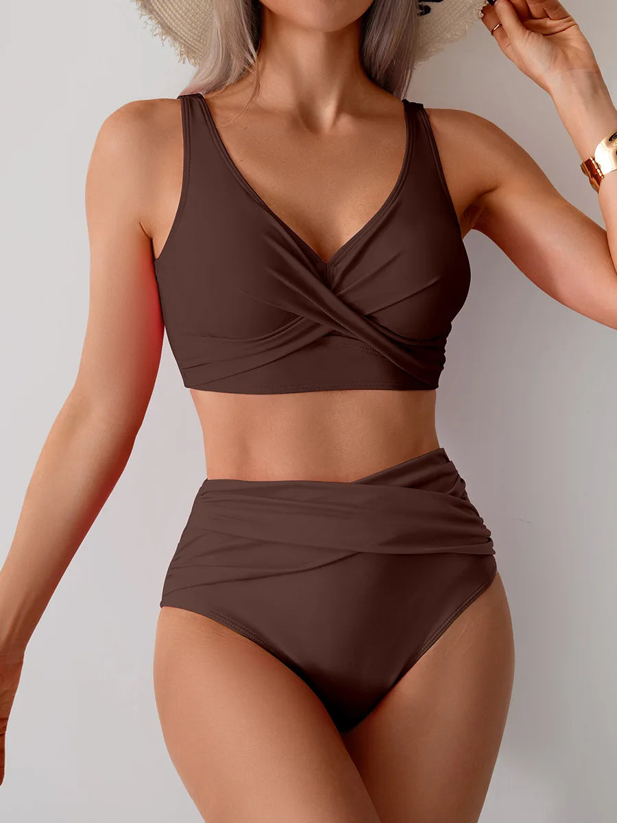 Sexy Cross Wrap Bikini Set - Push Up High Waist