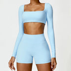 Long Sleeve Top + Leggings/Short — QuickDry Workout Set with Sculpting Fit