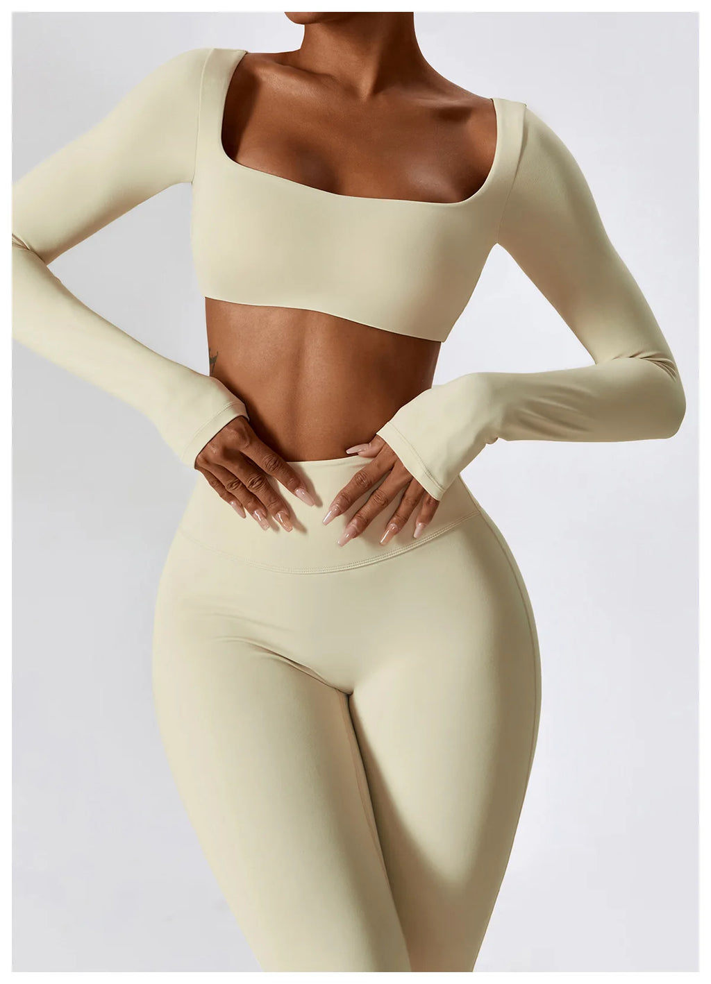 Long Sleeve Top + Leggings — Sleek Fit Workout Set with Sculpting Fit