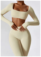 Long Sleeve Top + Leggings — Sleek Fit Workout Set with Sculpting Fit