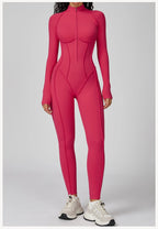 Long Sleeve Workout Jumpsuit — Seamless Contour Fit with Sculpting Support