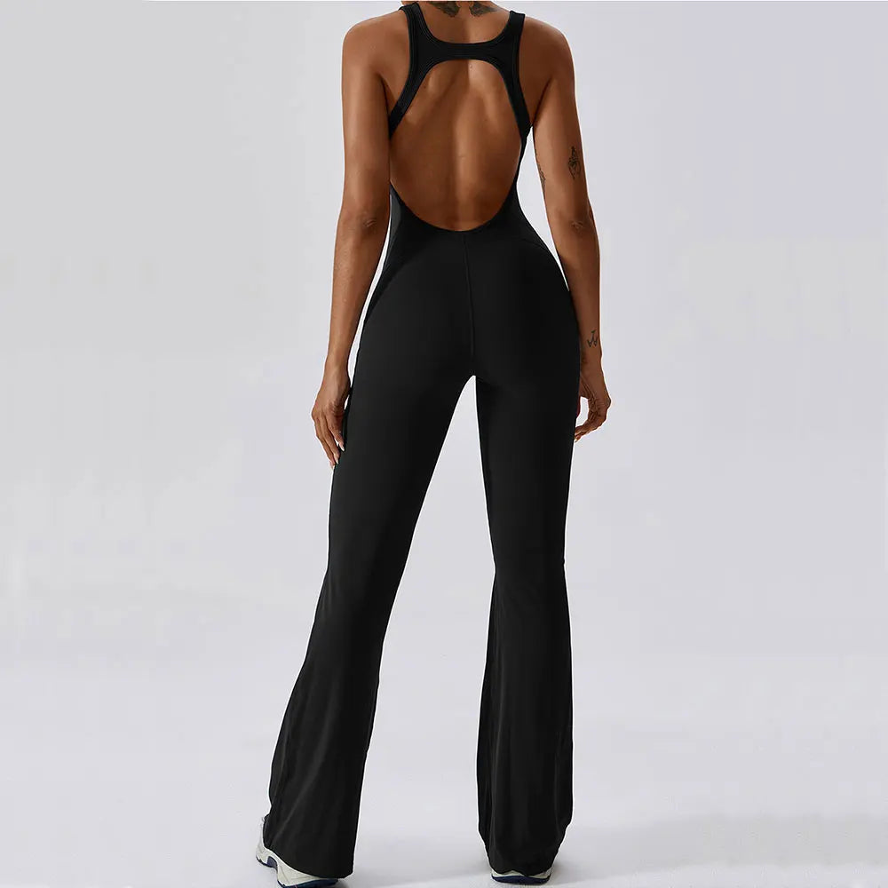 One-Piece Jumpsuit — Seamless Sculpting Fit with Flared Leg