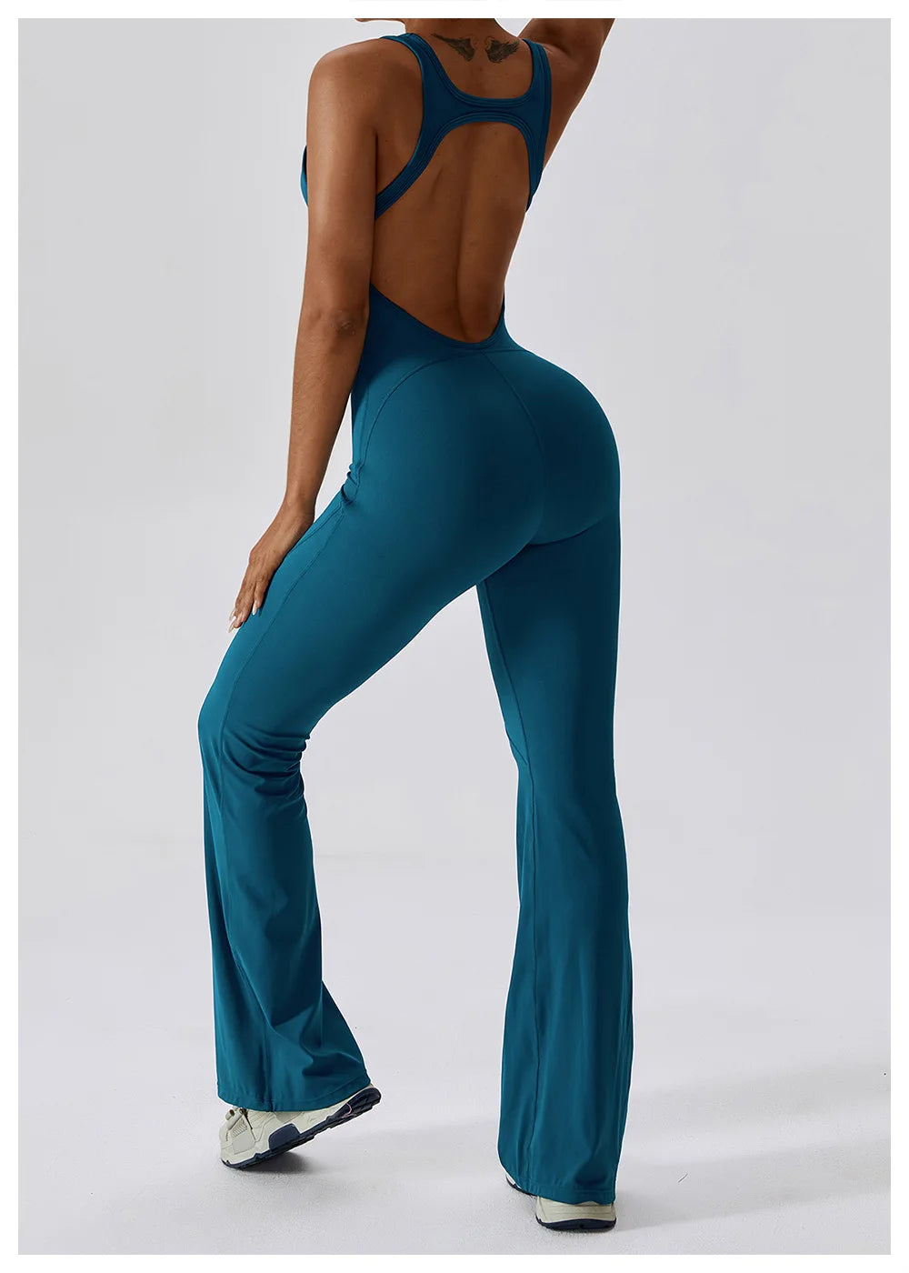 One-Piece Jumpsuit — Seamless Sculpting Fit with Flared Leg