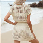 Santorini Breeze Crochet Beach Cover-Up Dress