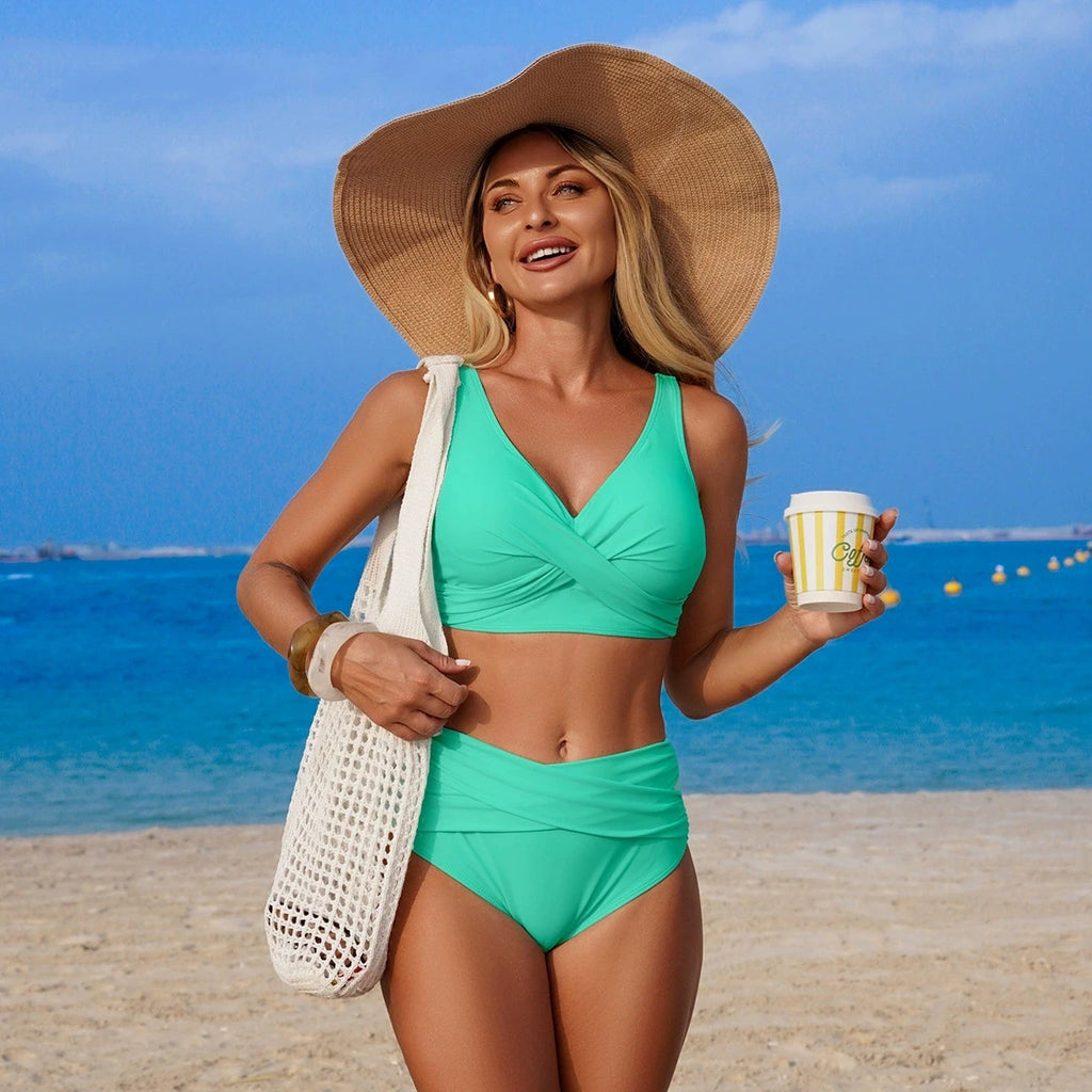 Sexy Cross Wrap Bikini Set - Push Up High Waist