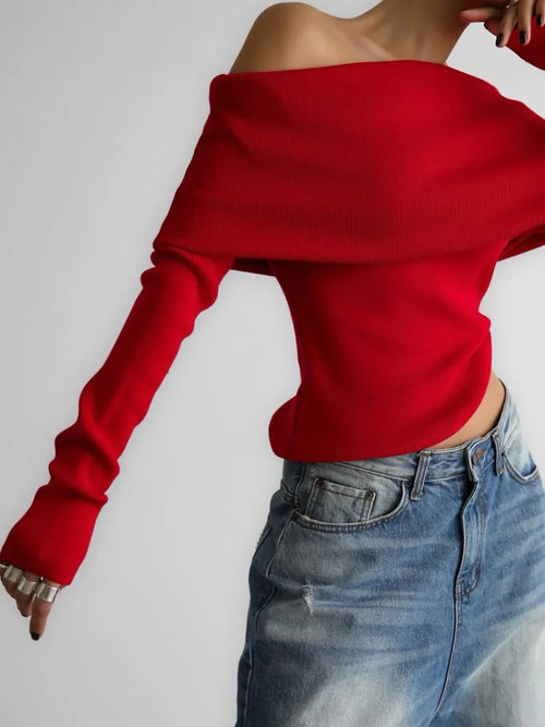 Aria Off-Shoulder Knit Sweater