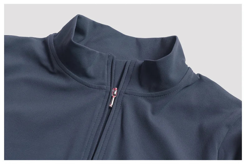 Long Sleeve Zip Front Jumpsuit Women High Neck Flare Leg Stretch Catsuit