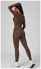 Long Sleeve Workout Jumpsuit — Seamless Contour Fit with Sculpting Support