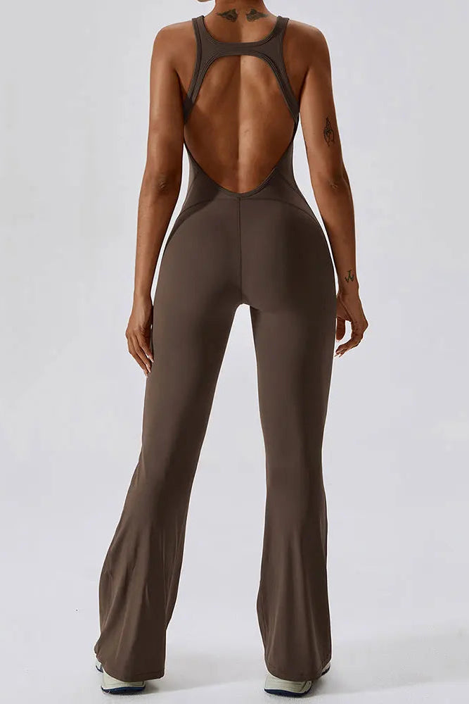 One-Piece Jumpsuit — Seamless Sculpting Fit with Flared Leg