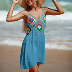 Crochet V Neck Beach Cover Up Dress