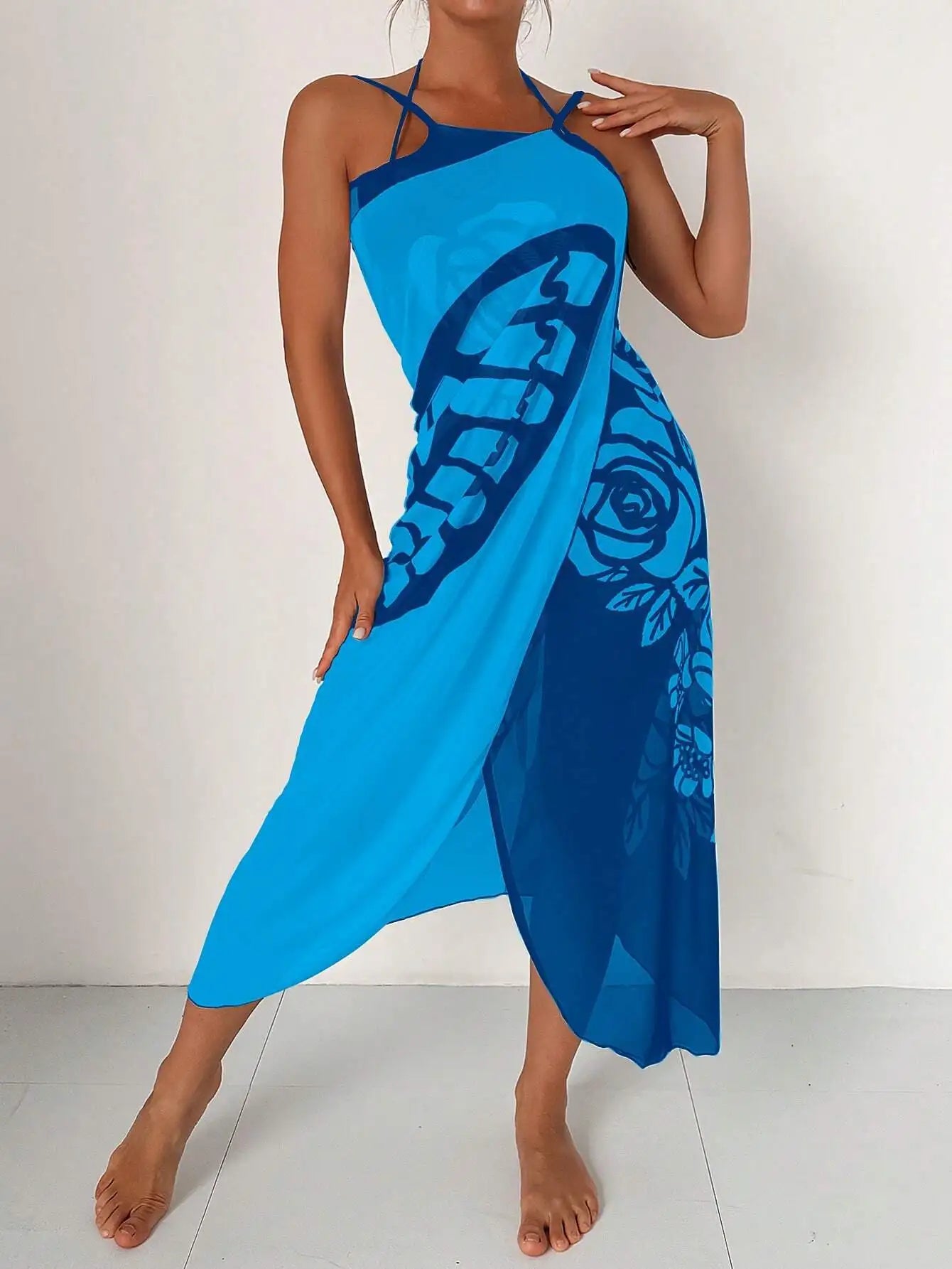 Butterfly Print Beach Cover Up Sarong Wrap Tunic