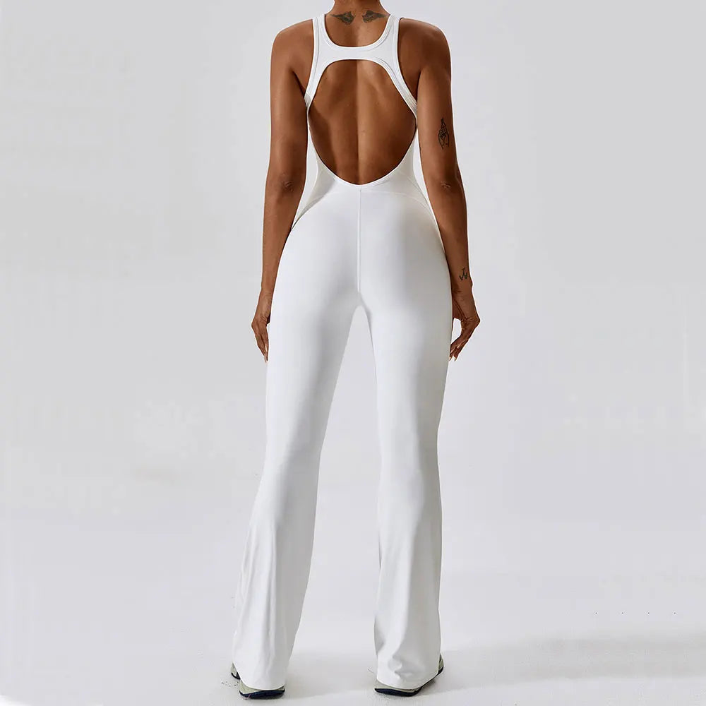 One-Piece Jumpsuit — Seamless Sculpting Fit with Flared Leg