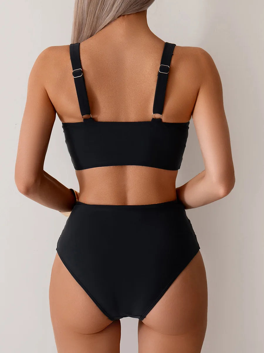 Sexy Cross Wrap Bikini Set - Push Up High Waist