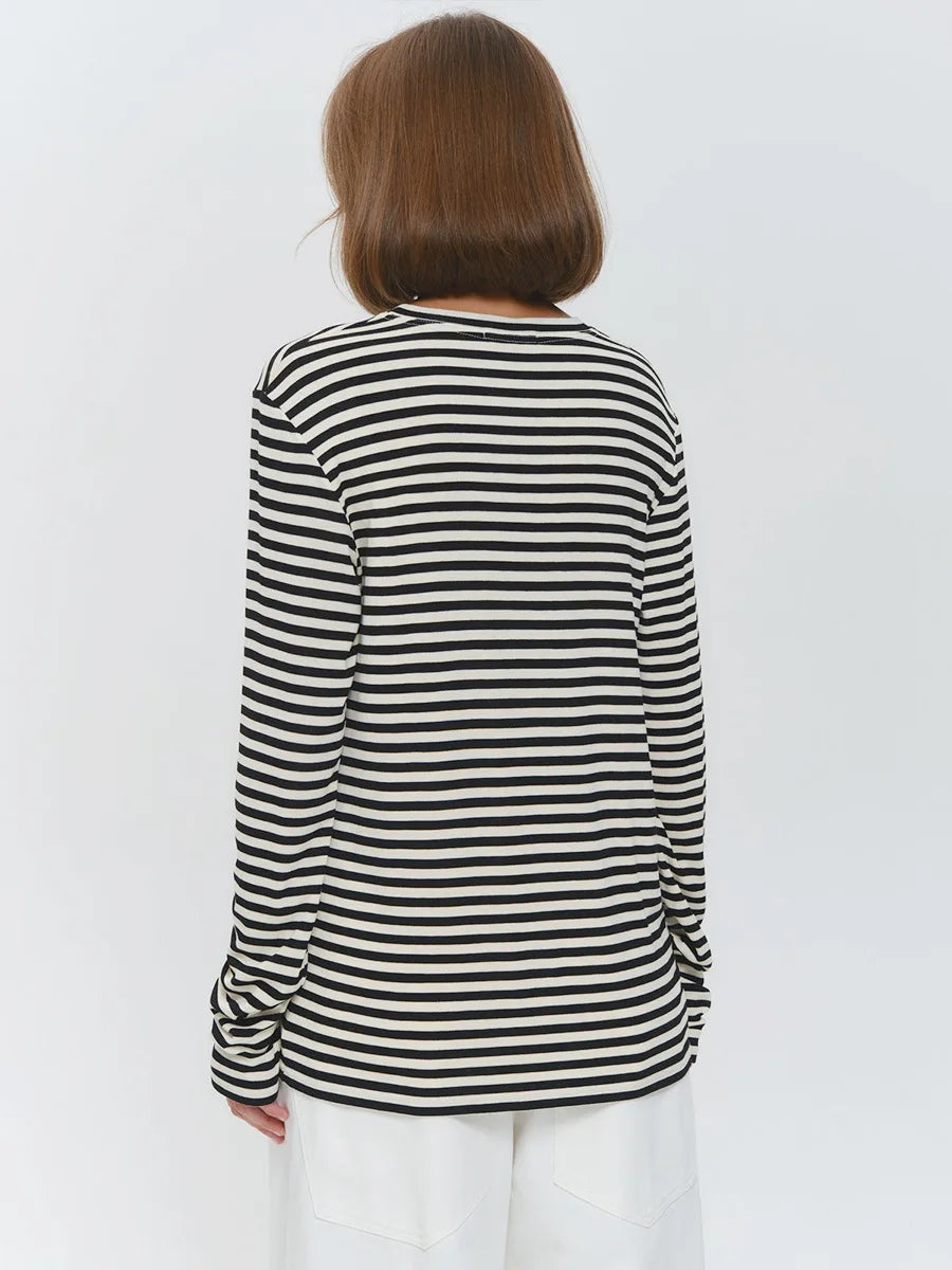 Harper Striped Twist Hem Long Sleeve Tee