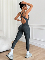 Sleeveless Backless Leopard Catsuit Jumpsuit