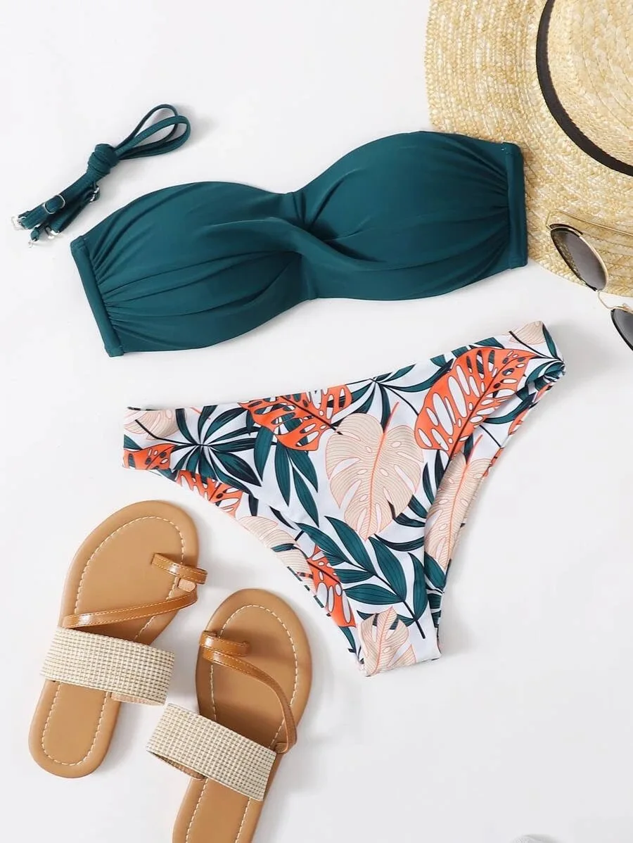 Bandeau High Waist Bikini Set Push Up Swimwear