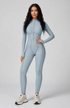 Long Sleeve Workout Jumpsuit — Seamless Contour Fit with Sculpting Support