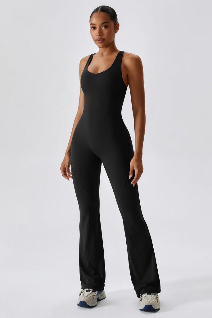 One-Piece Jumpsuit — Seamless Sculpting Fit with Flared Leg