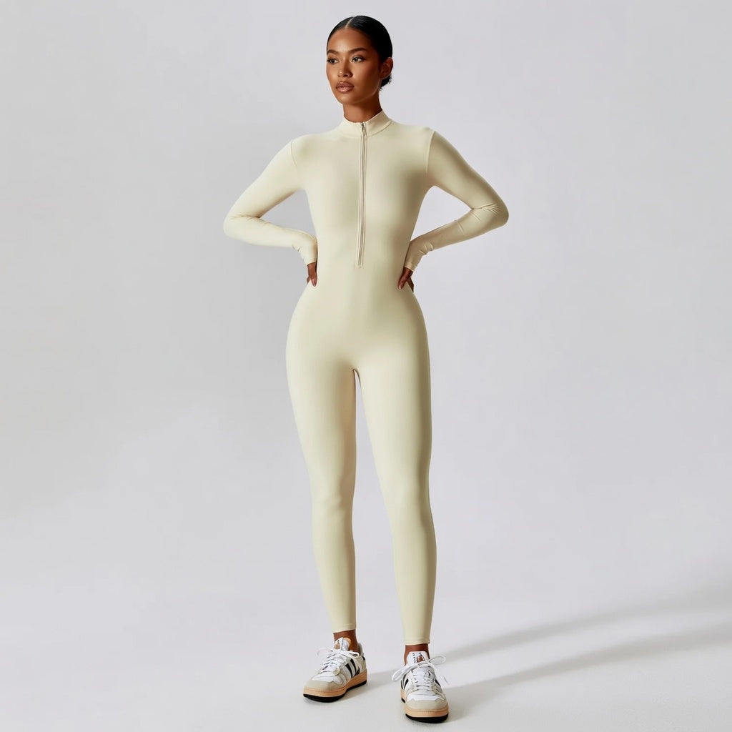 Full-Length Workout Jumpsuit — QuickDry Comfort with Sculpting Fit