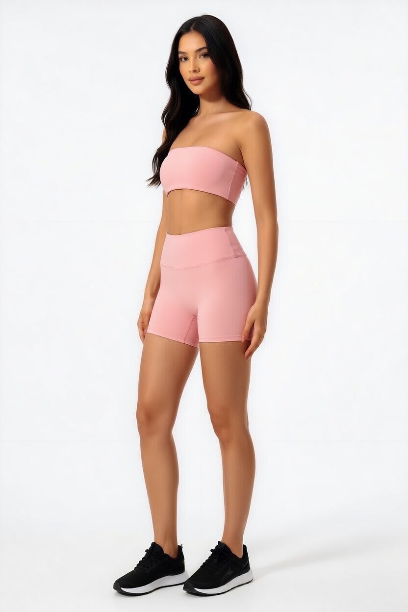 Strapless Bra + Shorts — QuickDry Workout Set with Sculpting Fit