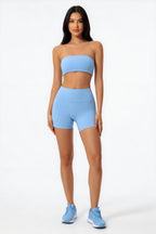 Strapless Bra + Shorts — QuickDry Workout Set with Sculpting Fit