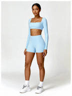 Long Sleeve Top + Leggings/Short — QuickDry Workout Set with Sculpting Fit