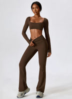 Long Sleeve Top + Leggings — Sleek Fit Workout Set with Sculpting Fit