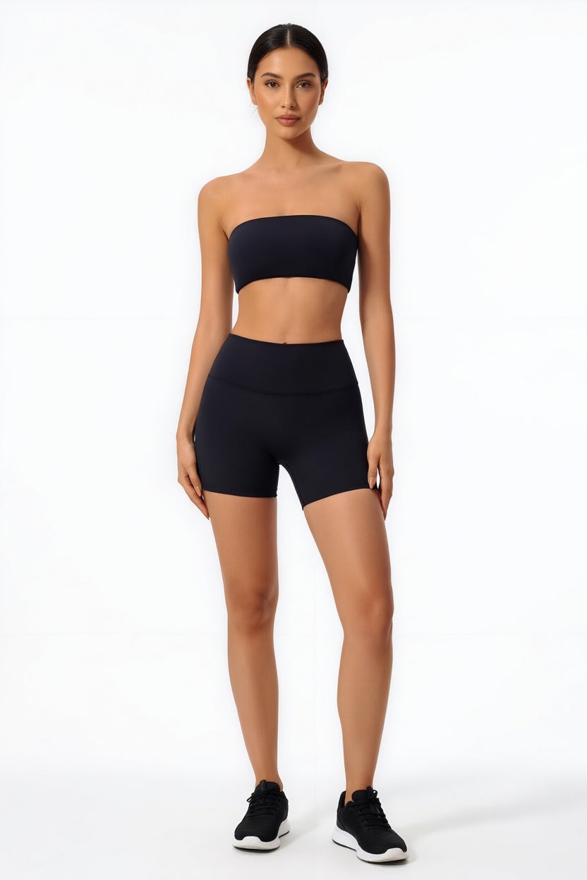 Strapless Bra + Shorts — QuickDry Workout Set with Sculpting Fit
