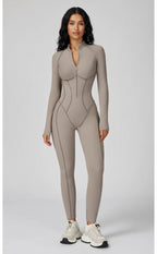 Long Sleeve Workout Jumpsuit — Seamless Contour Fit with Sculpting Support