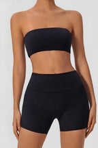 Strapless Bra + Shorts — QuickDry Workout Set with Sculpting Fit