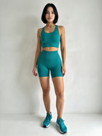 Sports Bra + High-Waist Shorts — Seamless Workout Set with Sculpting Fit