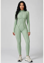 Long Sleeve Workout Jumpsuit — Seamless Contour Fit with Sculpting Support
