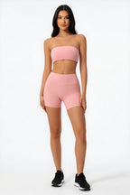 Strapless Bra + Shorts — QuickDry Workout Set with Sculpting Fit