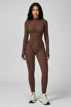 Long Sleeve Workout Jumpsuit — Seamless Contour Fit with Sculpting Support