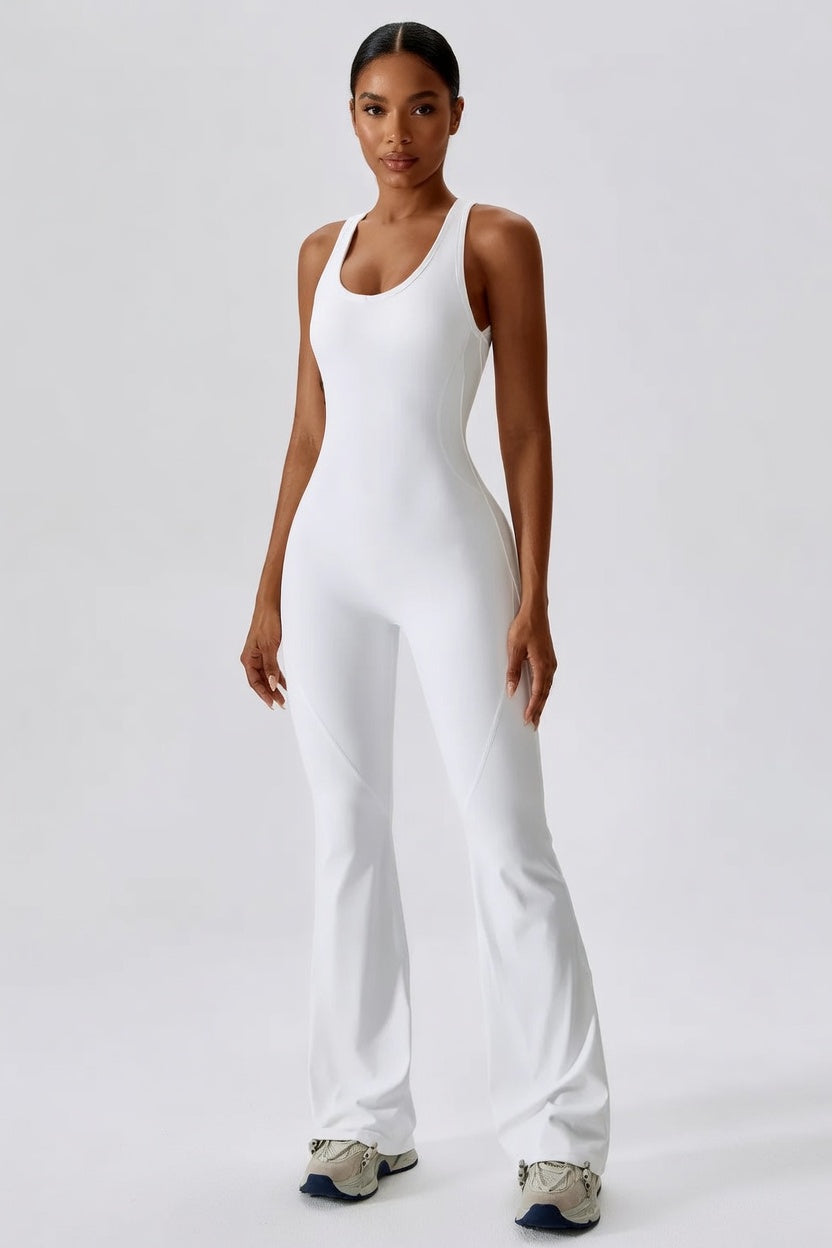 One-Piece Jumpsuit — Seamless Sculpting Fit with Flared Leg