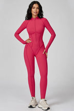 Long Sleeve Workout Jumpsuit — Seamless Contour Fit with Sculpting Support