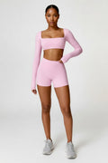Long Sleeve Top + Leggings/Short — QuickDry Workout Set with Sculpting Fit