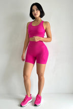 Sports Bra + High-Waist Shorts — Seamless Workout Set with Sculpting Fit