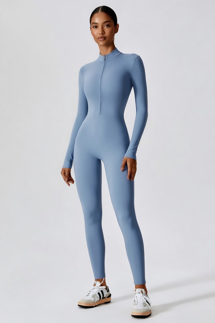 Full-Length Workout Jumpsuit — QuickDry Comfort with Sculpting Fit