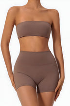 Strapless Bra + Shorts — QuickDry Workout Set with Sculpting Fit