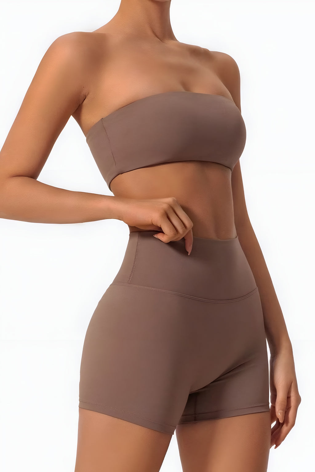 Strapless Bra + Shorts — QuickDry Workout Set with Sculpting Fit