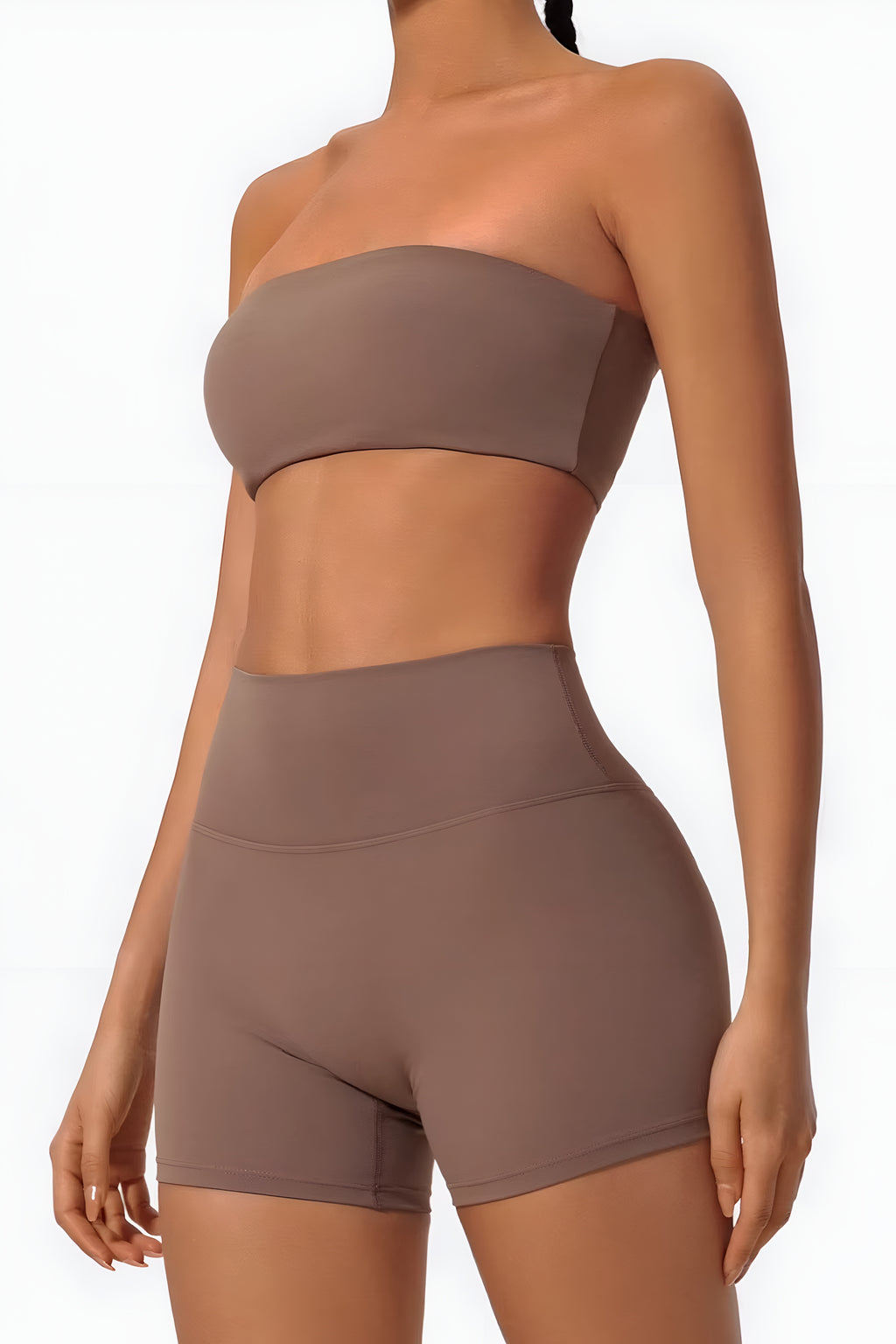Strapless Bra + Shorts — QuickDry Workout Set with Sculpting Fit