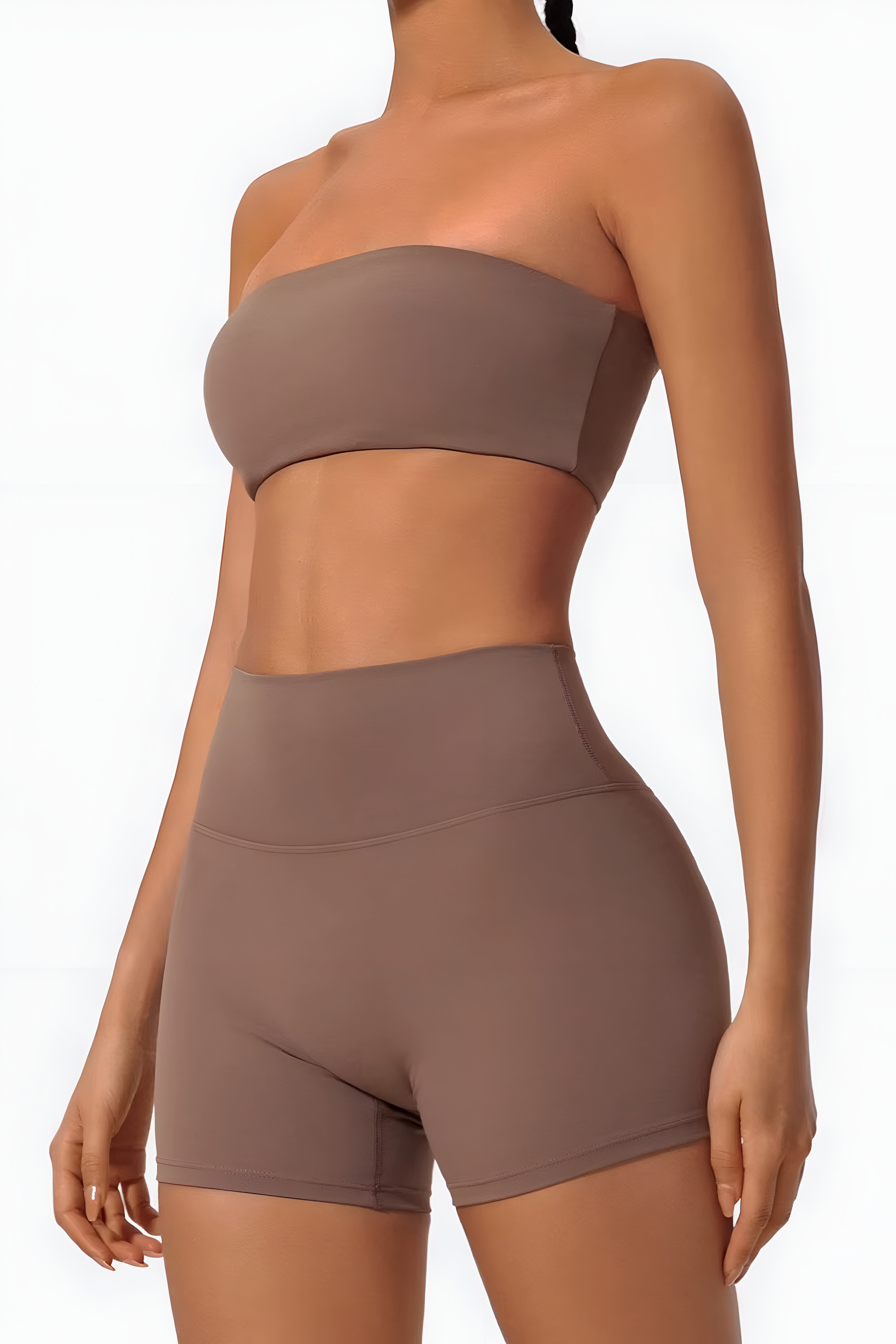 Strapless Bra + Shorts — QuickDry Workout Set with Sculpting Fit