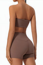 Strapless Bra + Shorts — QuickDry Workout Set with Sculpting Fit